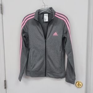 Adidas Gray Pink 3-Stripe Zip Up Track Jacket XS